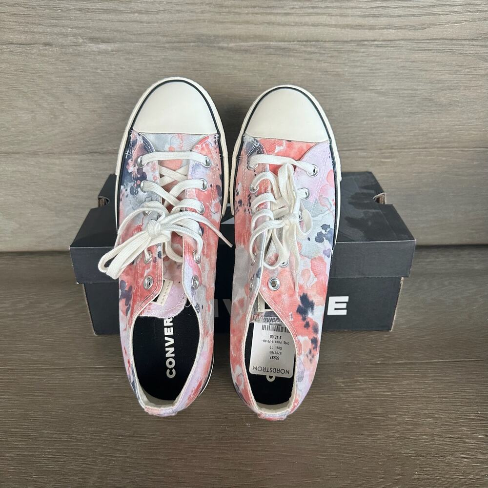 Converse Chuck Taylor Allstar Women’s 10 Platform Sneaker Washed Florals - Picture 3 of 7